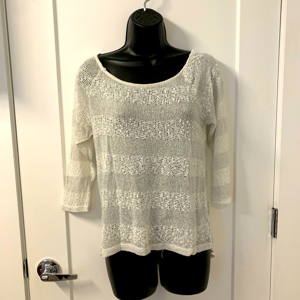 Silver/White Striped Charming Charlie Sweater